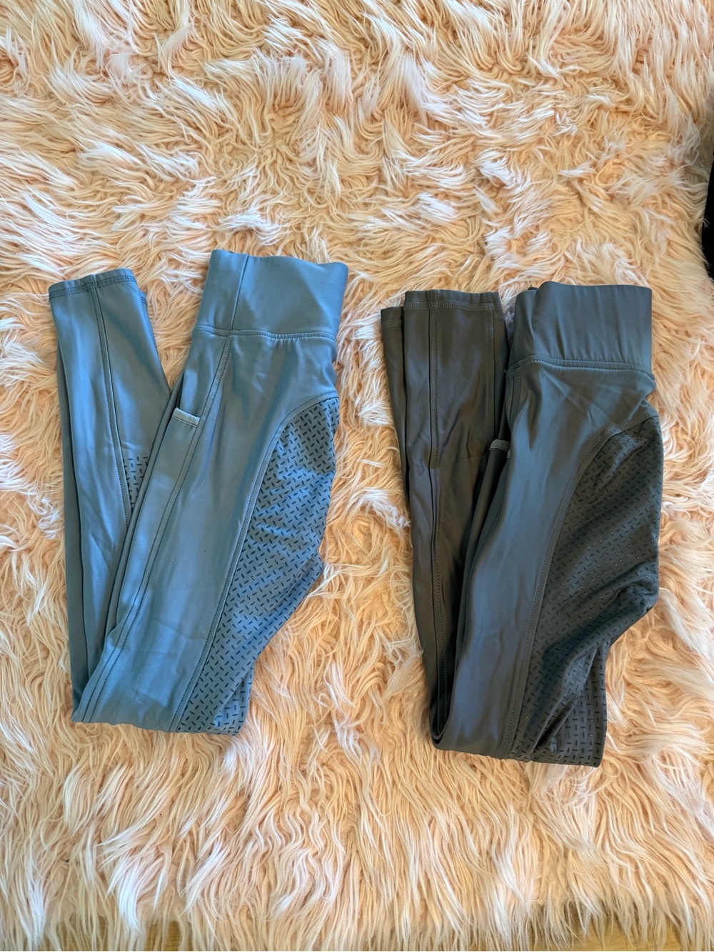 Kids Equestrian Performance Grip Leggings in Slate Blue and Charcoal